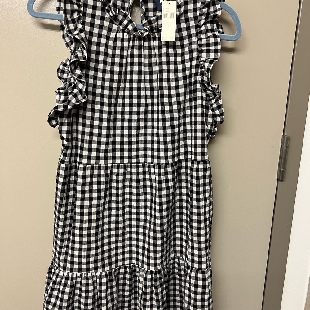 Black & white gingham dress - sleeveless cut with ruffle. Maeve by Anthropologie
